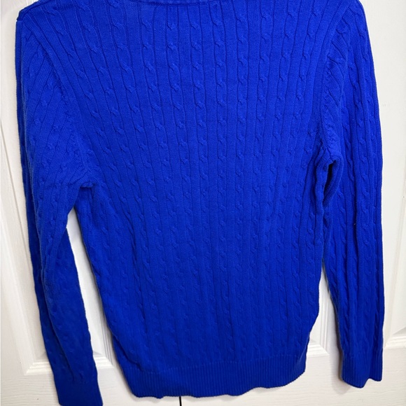 Karen Scott Cable Knit V-Neck Sweater Women's Small Blue Cotton Soft Knit - Picture 4 of 4